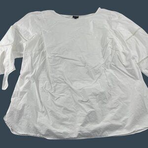 Talbots Women's White Blouse 3X Plus Size‎ 100% Cotton 3/4 sleeves